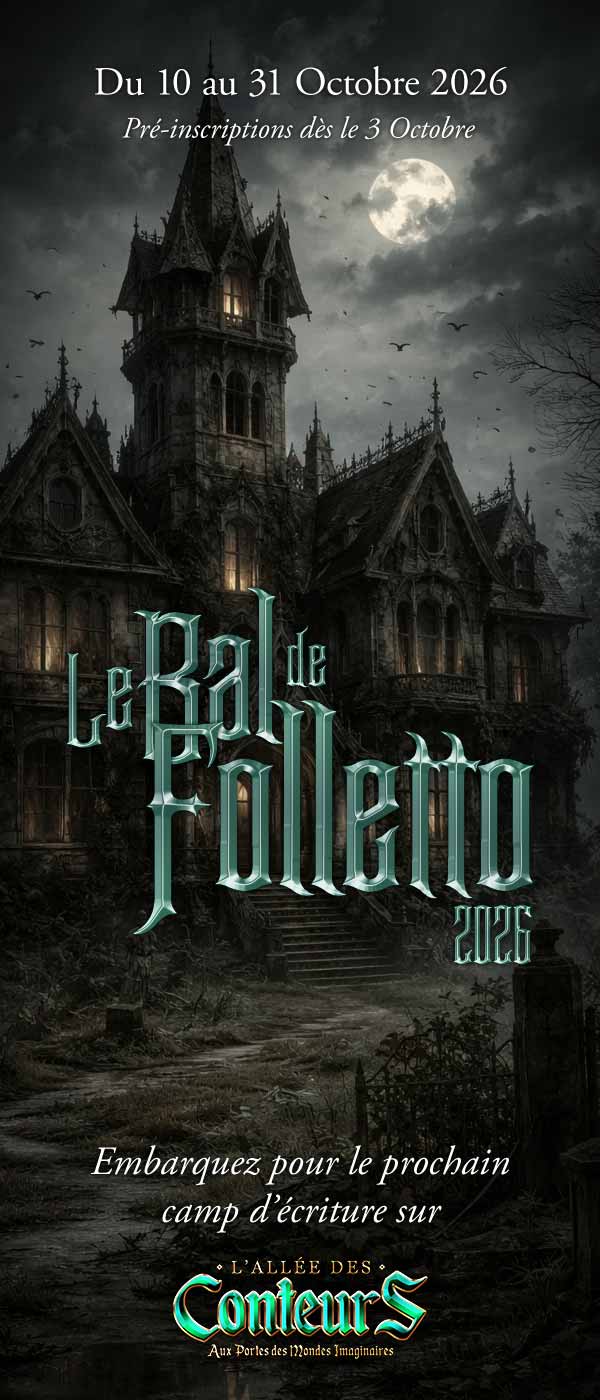 Promo pour le camp d'écriture de l'Allée du 01/10/2026 au 31/10/2026